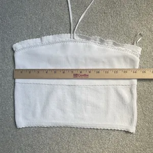 Meshki Knit Tube Top Scalloped Edges Cottagecore Boho White Women's Size Large thumbnail 7