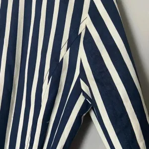 Express Women's S Blue White Striped Pleated Back Trench Coat Size Small Preppy‎ thumbnail 12