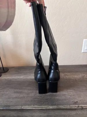 Classic Black Heeled Knee Boots - Women thumbnail 4