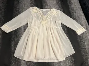 Womens small Motherhood Maternity sheer v-neck boho chic babydoll tunic w/cami thumbnail 1