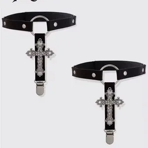 Black Gothic Leg Garters thumbnail 3