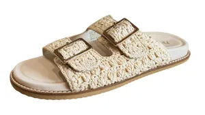 Matisse Sandals Women's 8M Posey Cream Raffia Crochet Slides Boho thumbnail 1