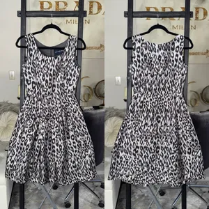 Samantha Sung Silk Leopard Fit And Flare Dress Womens 2 Silver Black Ivory Work thumbnail 2