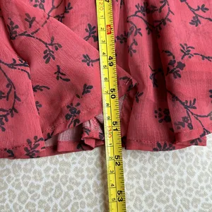 NWT bohme Smocked Tiered Maxi Dress Sheer Sleeves Rust with black design size S thumbnail 11