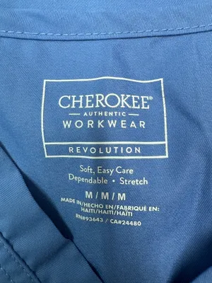 Cherokee Revolution Ceil Blue Short Sleeve V-Neck Scrub Top Size Medium thumbnail 5