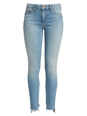 Mother Denim The Looker Two Step Ankle Fray Skinny Jeans in Kiss and Make Up thumbnail 4