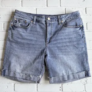 Seven7 Women’s Size 12 Blue Denim Cuffed Hem Relaxed Bermuda Shorts Americana thumbnail 1