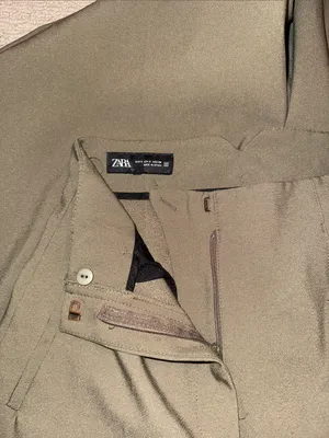 Zara High-Rise Wide-Leg Pants in Olive thumbnail 5