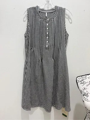 HALARA Black and White Gingham Sleeveless A-Line Dress NWT thumbnail 3