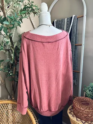 Urban Outfitters Cody V-Neck Oversized Dusty Mauve Pink Sweatshirt S thumbnail 5
