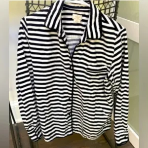 Kate spade striped bow sleep top Size Large button up cozy casual fall $55 thumbnail 3