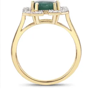 2.55 Carat Dyed Emerald And White Topaz.925 Sterling Silver Ring thumbnail 2