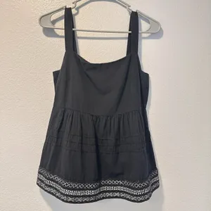 Anthropologie Amit Aggarwal‎ - XS Olivia Embroidered Black Top Blouse Boho thumbnail 7