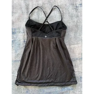 Lululemon Black Heathered Charcoal Gray Graceful Flow Tank Top Size 6 thumbnail 7