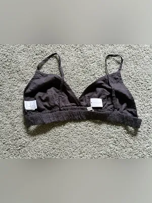 American Eagle Dark Grey Eyelet Bra Womens Size XL NWT Light Support thumbnail 2