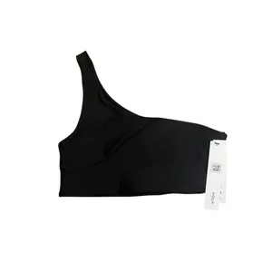 Aqua Athletic Women's One-Shoulder Sports Bra Black XS Activewear NWT thumbnail 2