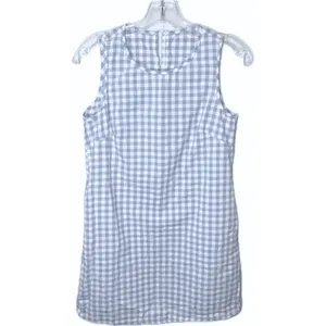 NWT Blue White Gingham Mini Dress Sleeveless Cotton A-Line Sundress Pockets SM thumbnail 2