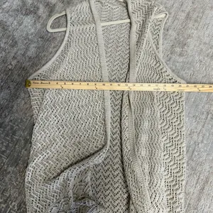 Unbranded Cream Crochet Open Knit Duster Waterfall Cardigan Vest thumbnail 5