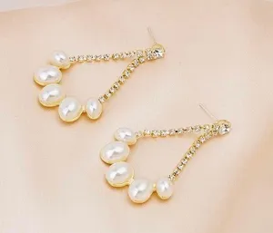 White Pearl Teardrop Dangle Drop Earrings for Women thumbnail 2
