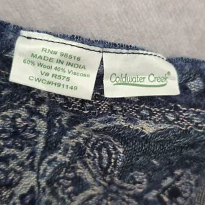 Coldwater Creek Blue‎ Embroidered Pashmina Floral Paisley Wrap Shawl Scarf OS thumbnail 6