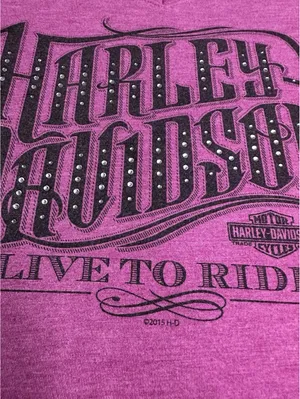Harley Davidson Purple Bling Women's Large Short Sleeve Las Vegas 2015 thumbnail 4