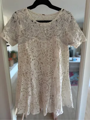 Free people Lace Short Sleeve Dress in Cream size M thumbnail 1