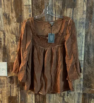 NWT Ninety long sleeves blouse charcoal brown size small (A) thumbnail 1