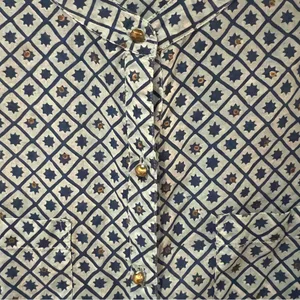 Roberta Roller Rabbit‎ Gold Button Down Geometric Print Shirt Tunic Size Large thumbnail 3