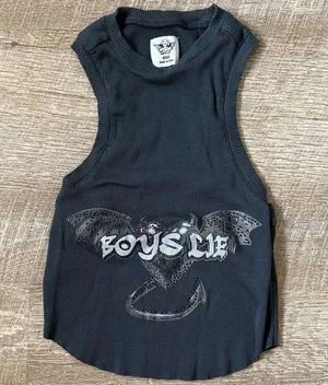 Boys Lie Graphic Bedazzled Tank Top One Size thumbnail 1