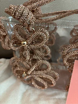 NWT cult gaia clear mini tote with rose gold beaded floral accents thumbnail 11