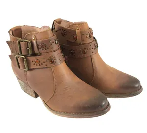 Betsey Johnson Womens Ankle Boots Western Leather Studded Rhinestones Brown 6 thumbnail 1