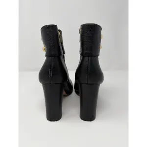 Kate Spade Bridgette Black Pebble Leather Gold Button Platform Block Heel 7.5 thumbnail 11