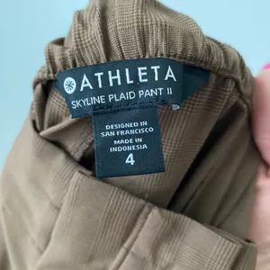 Athleta 4 Preppy Brown Skyline Plaid Pant II High Rise Tapered Trouser thumbnail 6