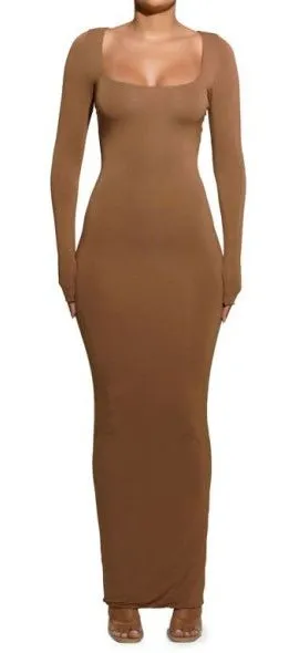 NAKED WARDROBE Long Sleeve Maxi Bodycon Dress thumbnail 1