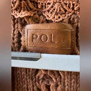 POL V-Neck Cable Knit Sweater Vest - Brown thumbnail 3