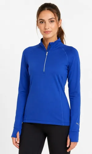 Puma NWT -876 Rotation 1/4 Zip Mazarine Blue Long Sleeve Top 577943-19 Size‎ L thumbnail 1