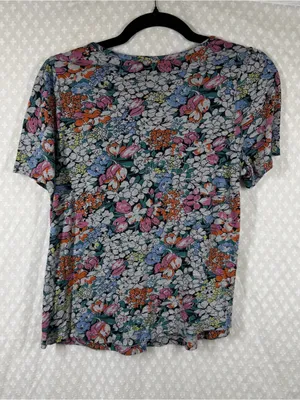 Anthropologie Conversations Floral Short Sleeve Modal Cotton Top thumbnail 6