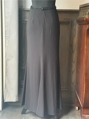 Sherri Hill Black Maxi Skirt with Beaded Waistband Sz 6 thumbnail 4