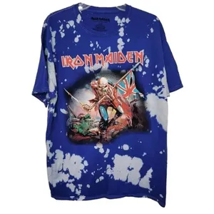 Iron Maiden Vintage Style Graphic Artwork Tye Dye Short Sleeve Shirt XL Blue thumbnail 12