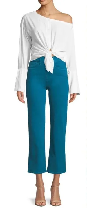 3x1 W4 Shelter Jeans Pant Wide-Leg‎ Crop Overdyed Vintage Denim Blue Size 25 thumbnail 1