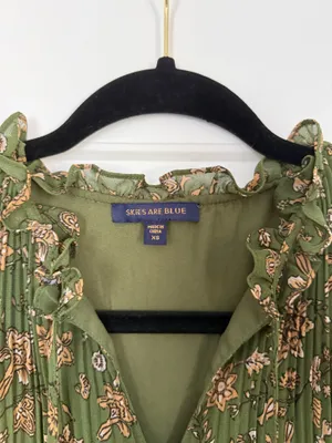 Skies are Blue green floral minidress thumbnail 2