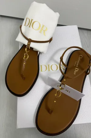 C’Est Dior Tan Leather Sandals thumbnail 1