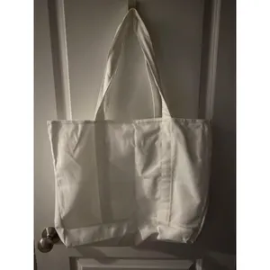Halara White Canvas Tote Bag Logo Graphic Made for What Moves You Large Gym Bag thumbnail 4