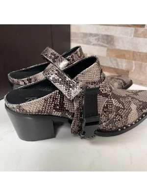 Rebels Vegan Leather Slingback Mule Reptile Snake Print Gray Slipons Sz 7.5 NWT thumbnail 4
