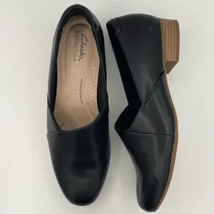Clarks wide Juliet Palm black grain leather loafers women’s Size 7 1/2 thumbnail 10