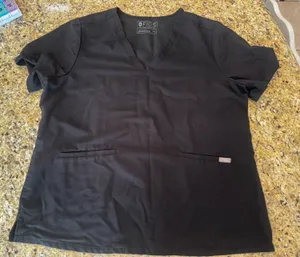 FIGS Black V-Neck Scrub Top casma two pocket size xxl thumbnail 1