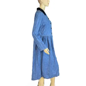 Vintage 1990'S You Babes Denim Cotton Baby Doll Dress W/ Velour Collar (18) thumbnail 6
