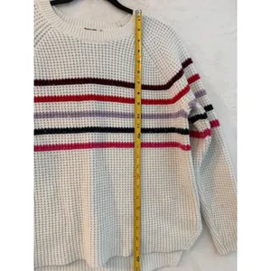 Marine Layer Waffle Knit Sweater Womens‎ XL White Striped Raglan Pullover Cotton thumbnail 5