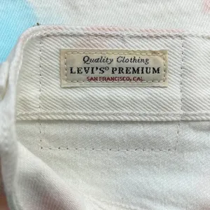 Levi’s Premium Denim White Tie Dye High Rise Button Fly Mini Jean Skirt Size 25 thumbnail 7