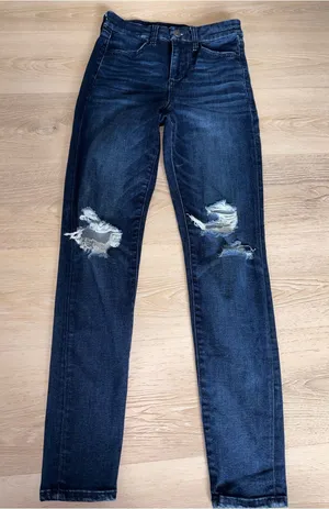 American Eagle Outfitters curvy high rise Dark Wash Ripped Skinny Jeggings thumbnail 1